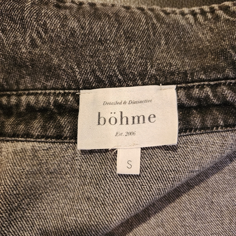 bohme Long Washed Charcoal Denim Jean Jacket - Picture 10 of 11